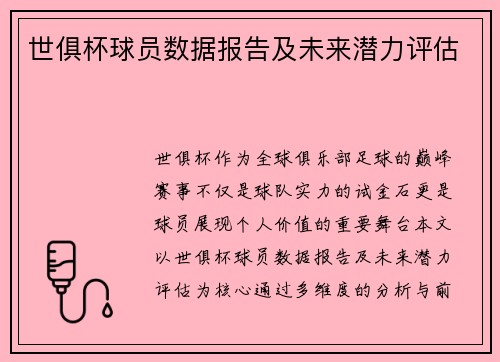 世俱杯球员数据报告及未来潜力评估